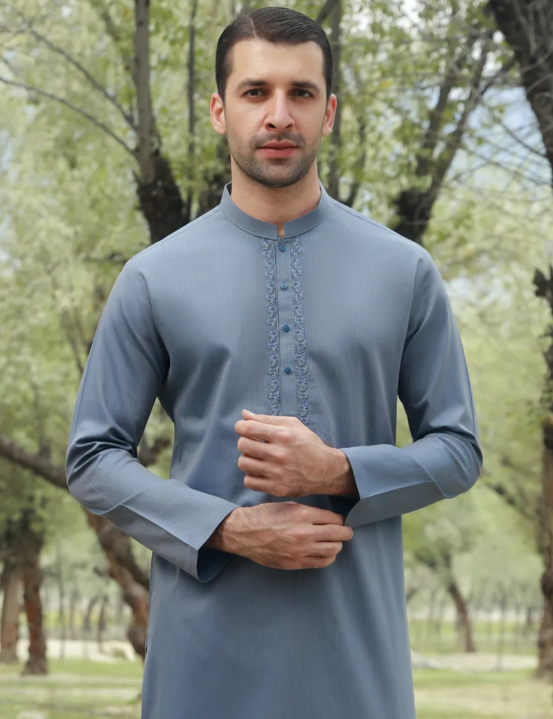 Juanid Jamshed Blue Kurta