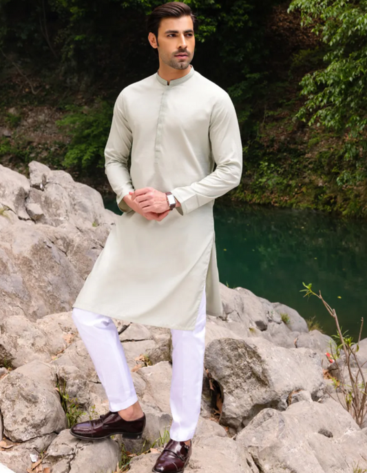 Junaid Jamshed Green Sage Kurta Pants