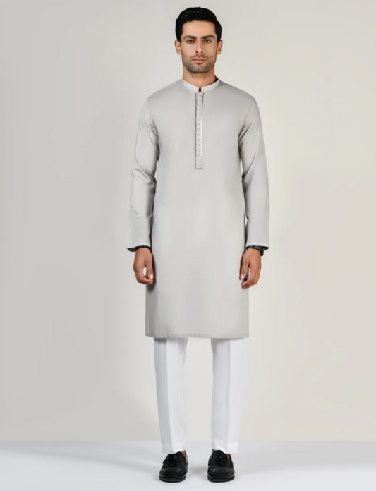 Junaid Jamshed Grey Kurta Pants