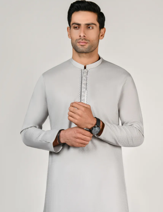 Junaid Jamshed Grey Kurta Pants