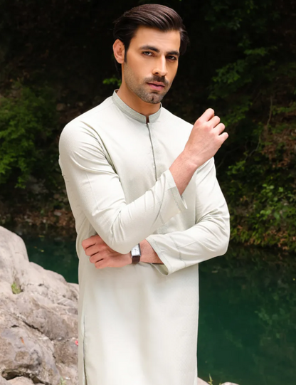 Junaid Jamshed Green Sage Kurta Pants