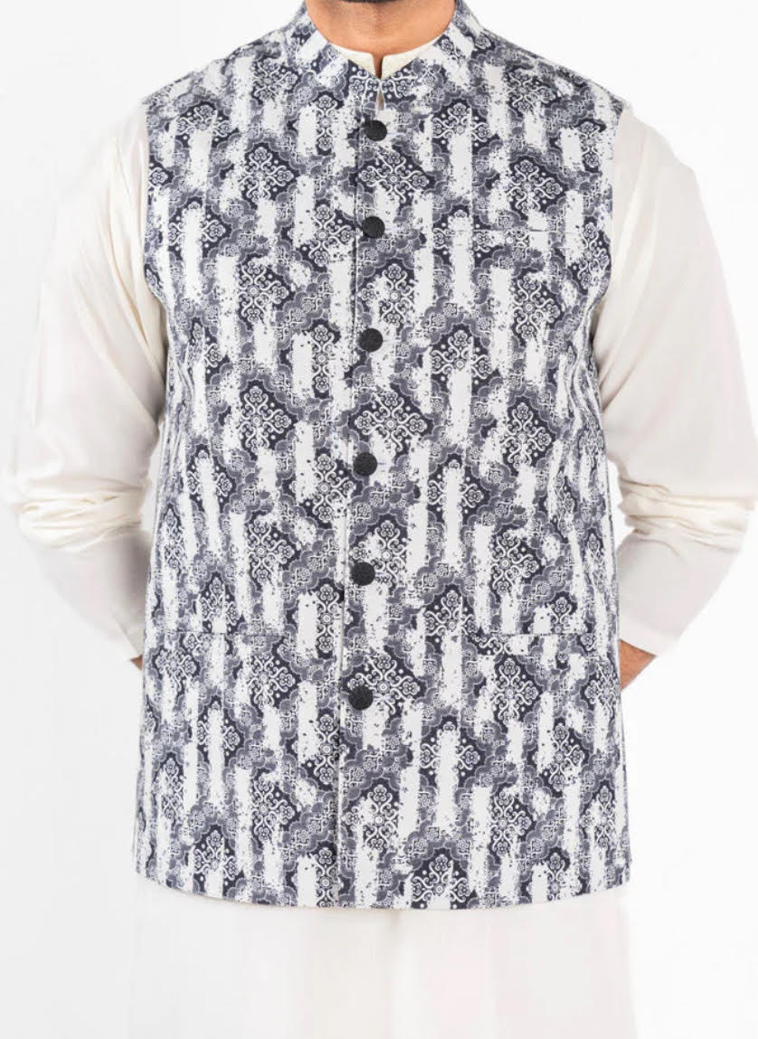 Black White Pattern Waist Coat